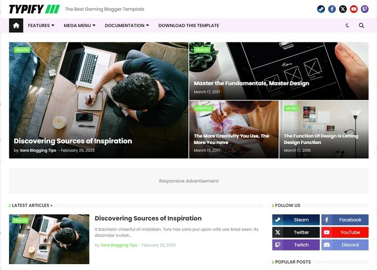 Typify Extended Blogger Template